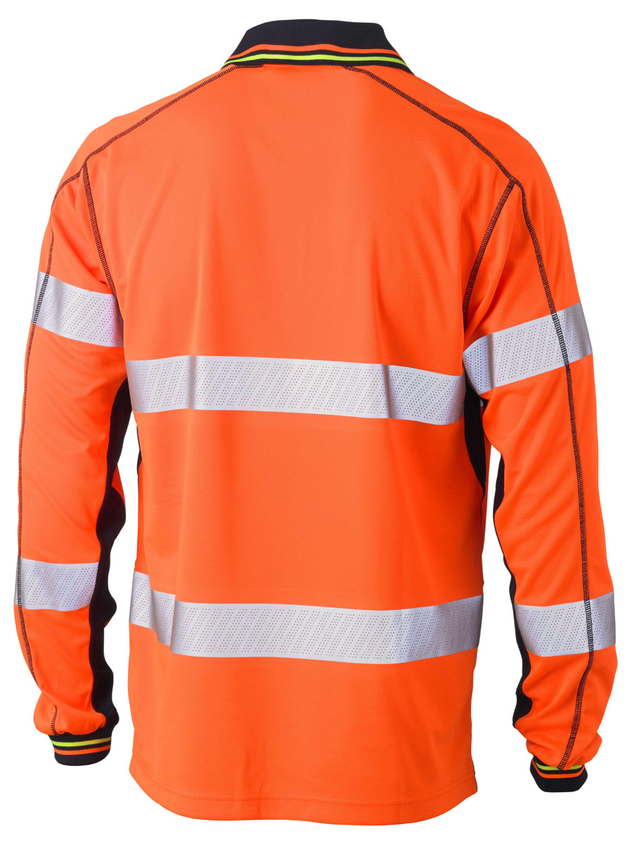 C-BK6219T BISLEY Taped Hi Vis Polyester Mesh Polo Shirt 140gsm L/S ...