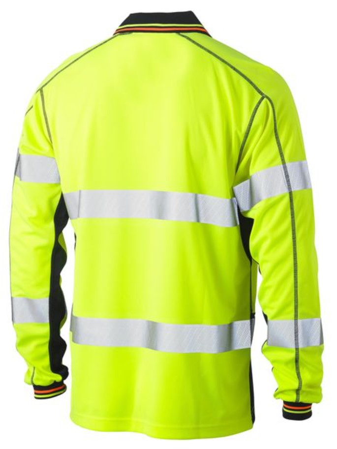 C-BK6219T BISLEY Taped Hi Vis Polyester Mesh Polo Shirt 140gsm L/S ...