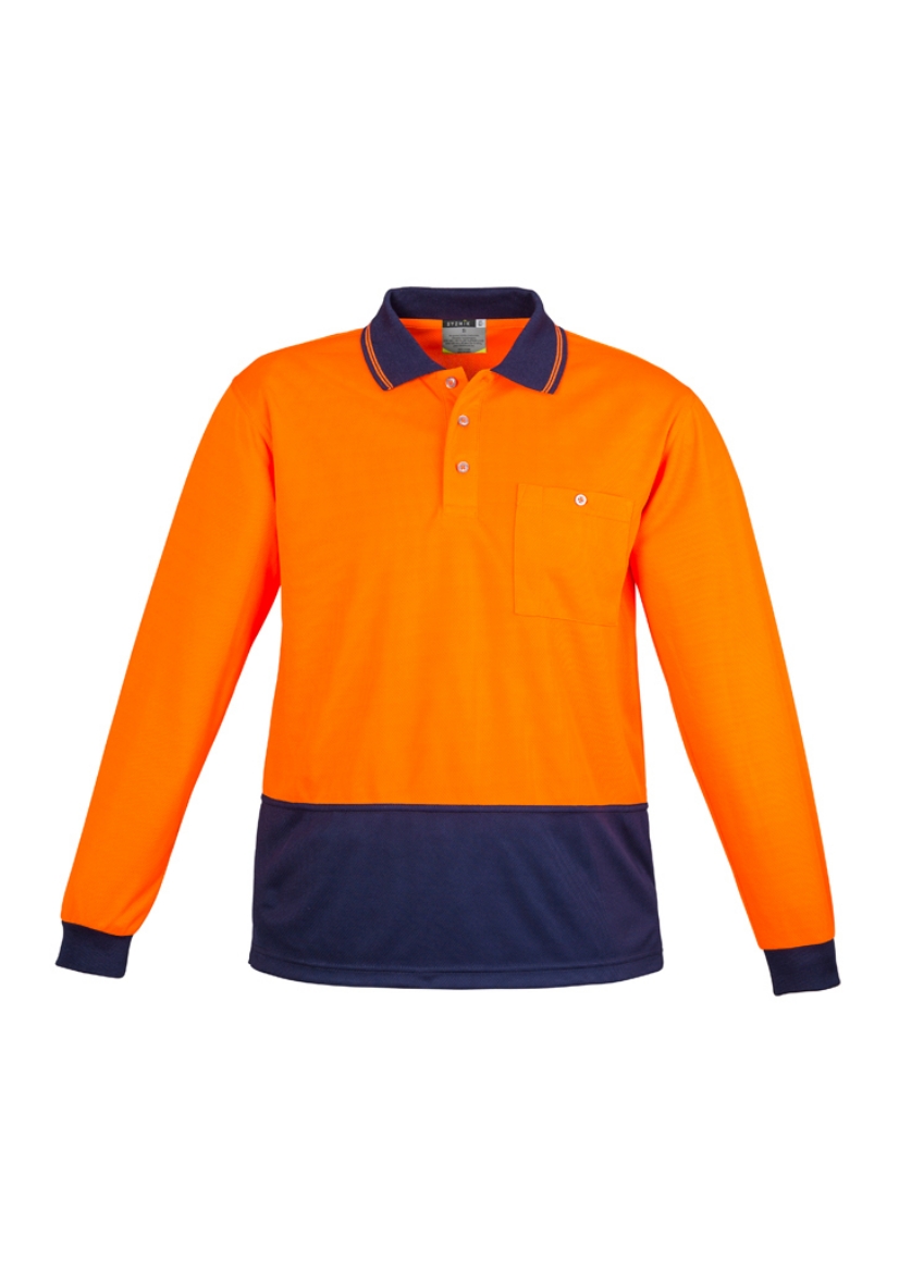 Picture of SYZMIK Unisex Hi Vis Basic Spliced Polo - Long Sleeve