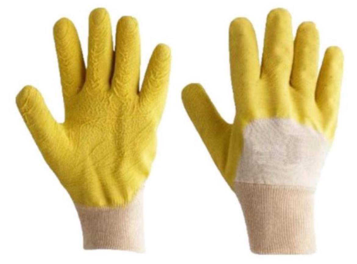 Picture of YSF Yellow Glass Gripper Latex Rubber Gloves XL