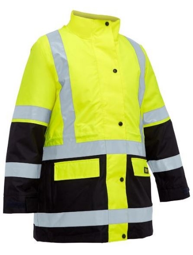 Picture of BISLEY Womens Hi Vis 5-IN-1 Taped Two Tone Rain Jacket 300D Non - Breathable PU Coated Polyester