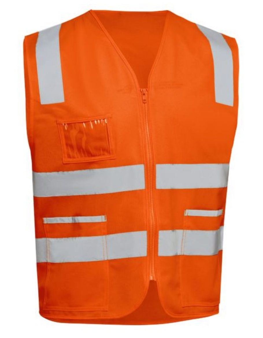 Picture of BISLEY Taped Hi Vis Safety Zip Vest with ID Pocket