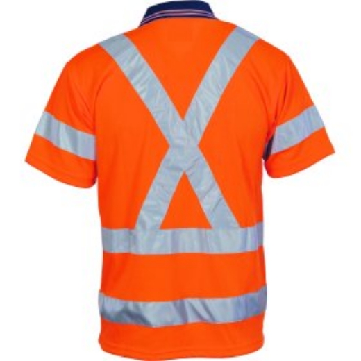 Picture of DNC Hi Vis D/N Cool Breathe Polo Shirt with Cross Back R/Tape on Back NSW Rail Compliant 175gsm S/S