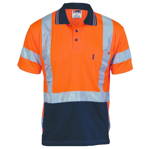 Picture of DNC Hi Vis D/N Cool Breathe Polo Shirt with Cross Back R/Tape on Back NSW Rail Compliant 175gsm S/S