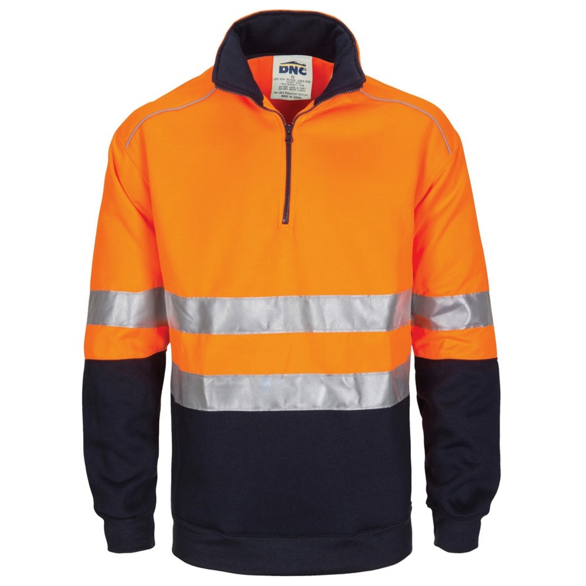 Picture of DNC Hi Vis 1/2 Zip Fleecy Jumper with Hoop Pattern CSR R/Tape 300gsm