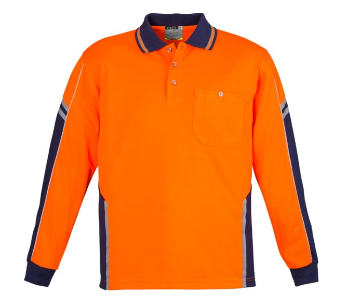 Picture of SYZMIK Mens Hi Vis Squad Polo Shirt 175gsm L/S