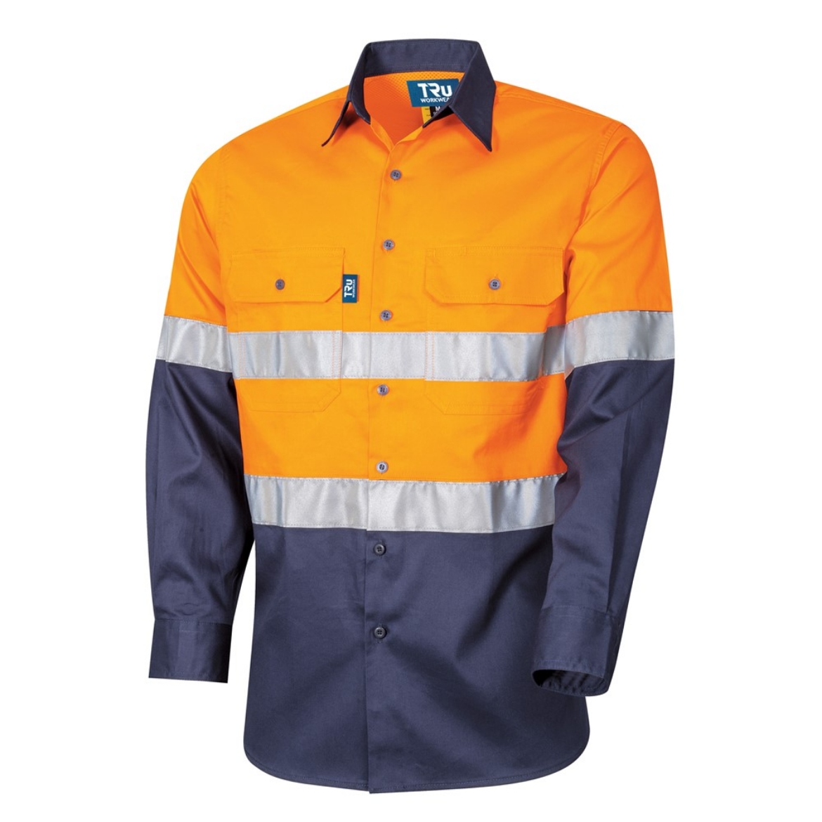 Picture of TRU WORKWEAR Lightweight Vented Hi Vis 100% Cotton Drill Shirt with 3M Reflective Tape and Horizontal Back Cooling Vents 160gsm L/S