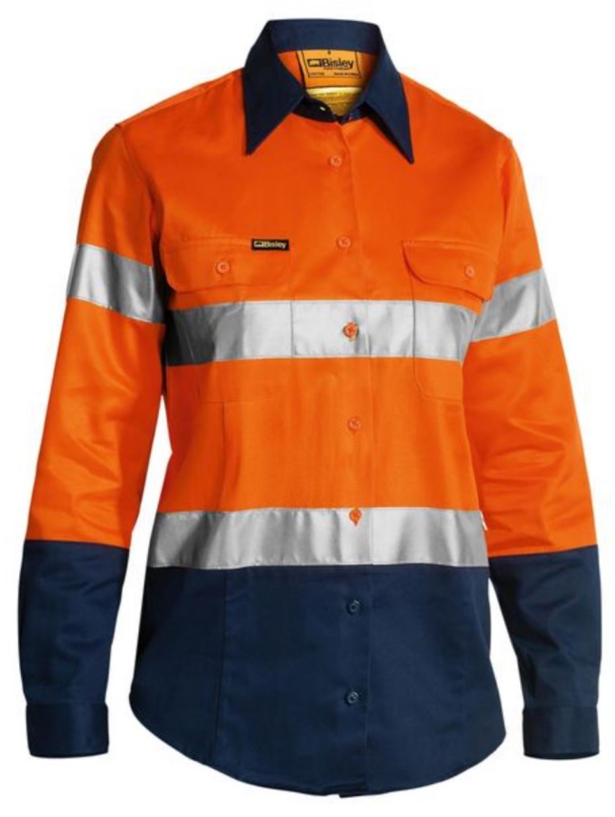 Picture of BISLEY Womens 2 Tone Hi Vis Drill Shirt 3M Ref Tape 190gsm L/S