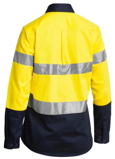 Picture of BISLEY Womens 2 Tone Hi Vis Drill Shirt 3M Ref Tape 190gsm L/S