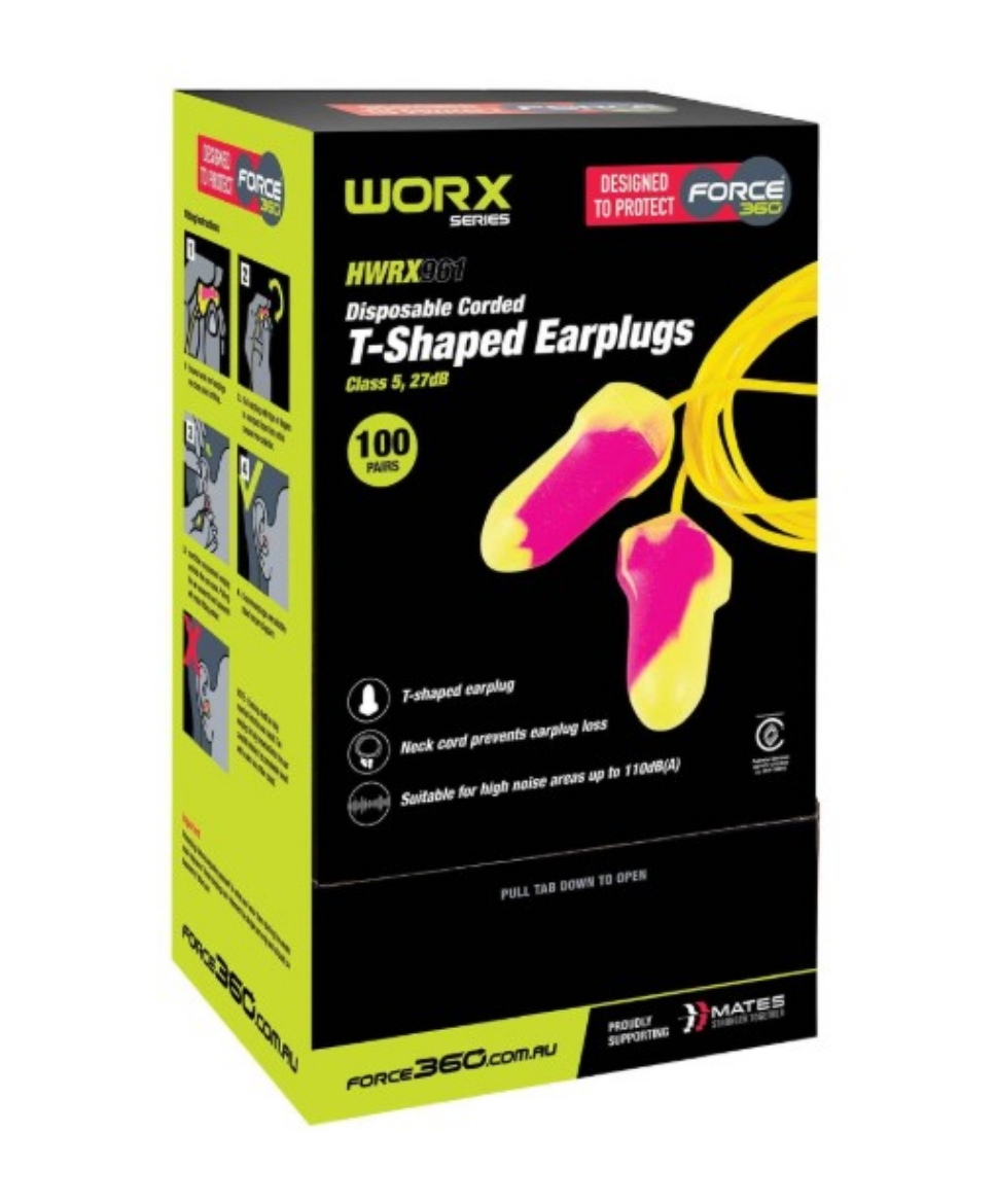 Picture of Force260 T-Shaped Corded Disposable Earplug Class 5 27dB