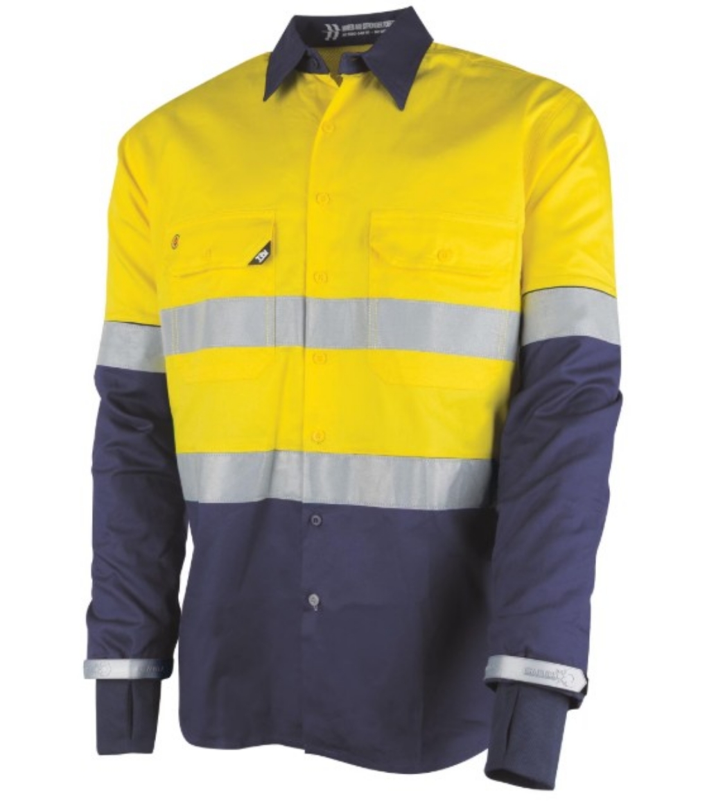 Picture of TRU WORKWEAR Lightweight Vented Taped Hi-Vis Drill Shirt with Graphex® Cut Resistant Sleeve 160gsm L/S