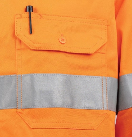 Picture of TRU WORKWEAR Lightweight Vented Taped Hi-Vis Drill Shirt with Graphex® Cut Resistant Sleeve 160gsm L/S