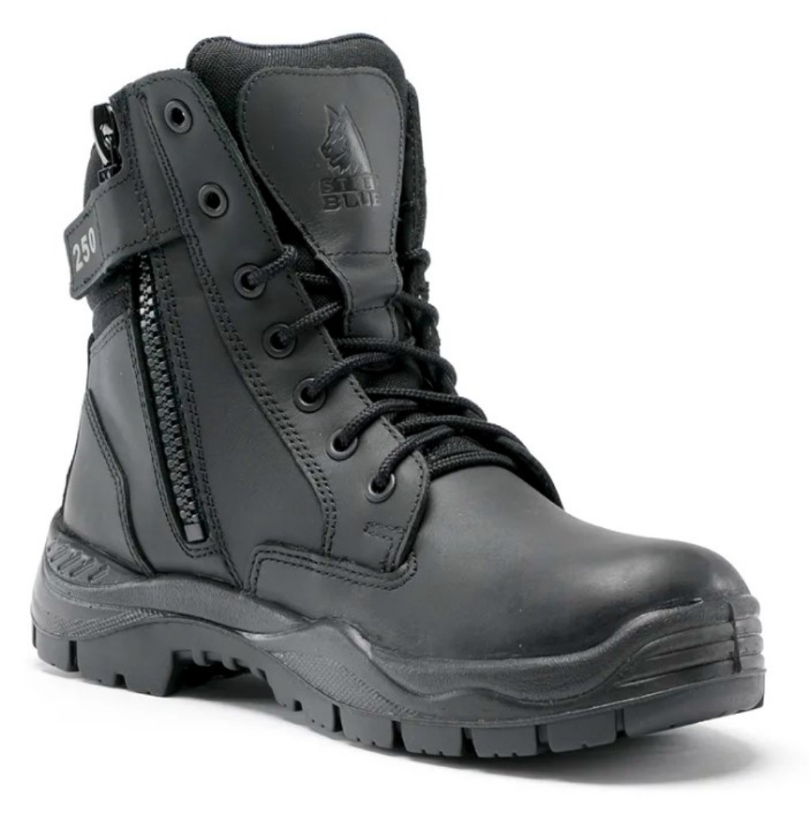 Picture of STEEL BLUE Enforcer Black 150mm Lace and Zip up Ankle Boot with Non Safety Toe Cap