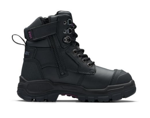 Picture of BLUNDSTONE 150mm RotoFlex Black Water-Resistant Platinum Leather Zip Sided Women's Safety Boot **US SIZING**
