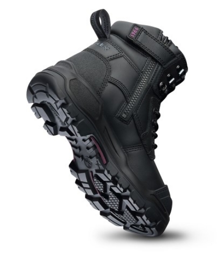 Picture of BLUNDSTONE 150mm RotoFlex Black Water-Resistant Platinum Leather Zip Sided Women's Safety Boot **US SIZING**