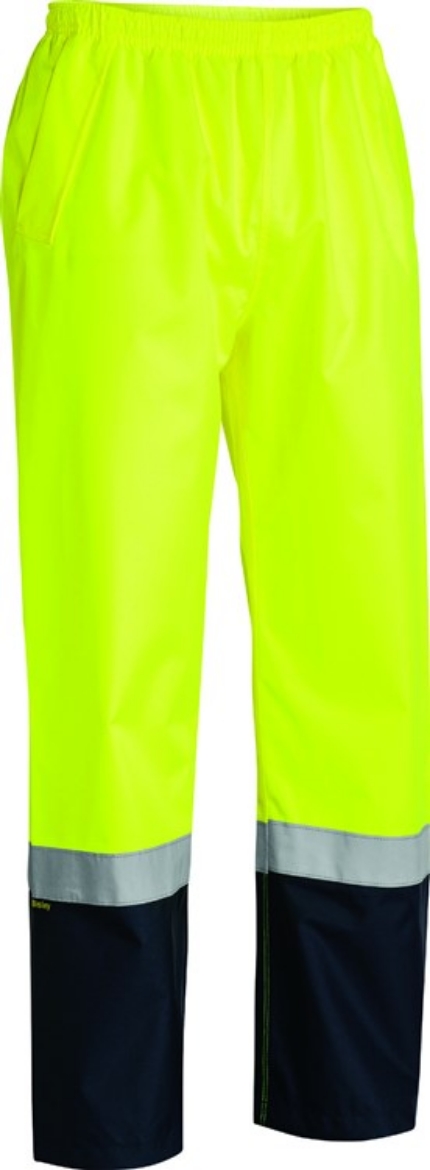 Picture of BISLEY Taped Hi Vis Shell Wet Weather Rain Pants Yellow/Navy