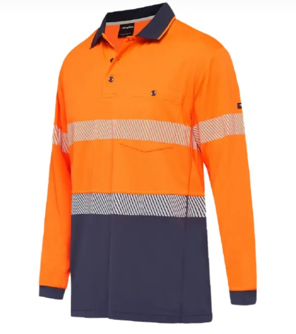 Picture of KING GEE Workcool Hyperfreeze Spliced Hi-Vis  Polo Shirt with Segmented Tape L/S