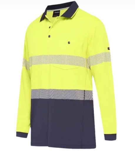 Picture of KING GEE Workcool Hyperfreeze Spliced Hi-Vis  Polo Shirt with Segmented Tape L/S