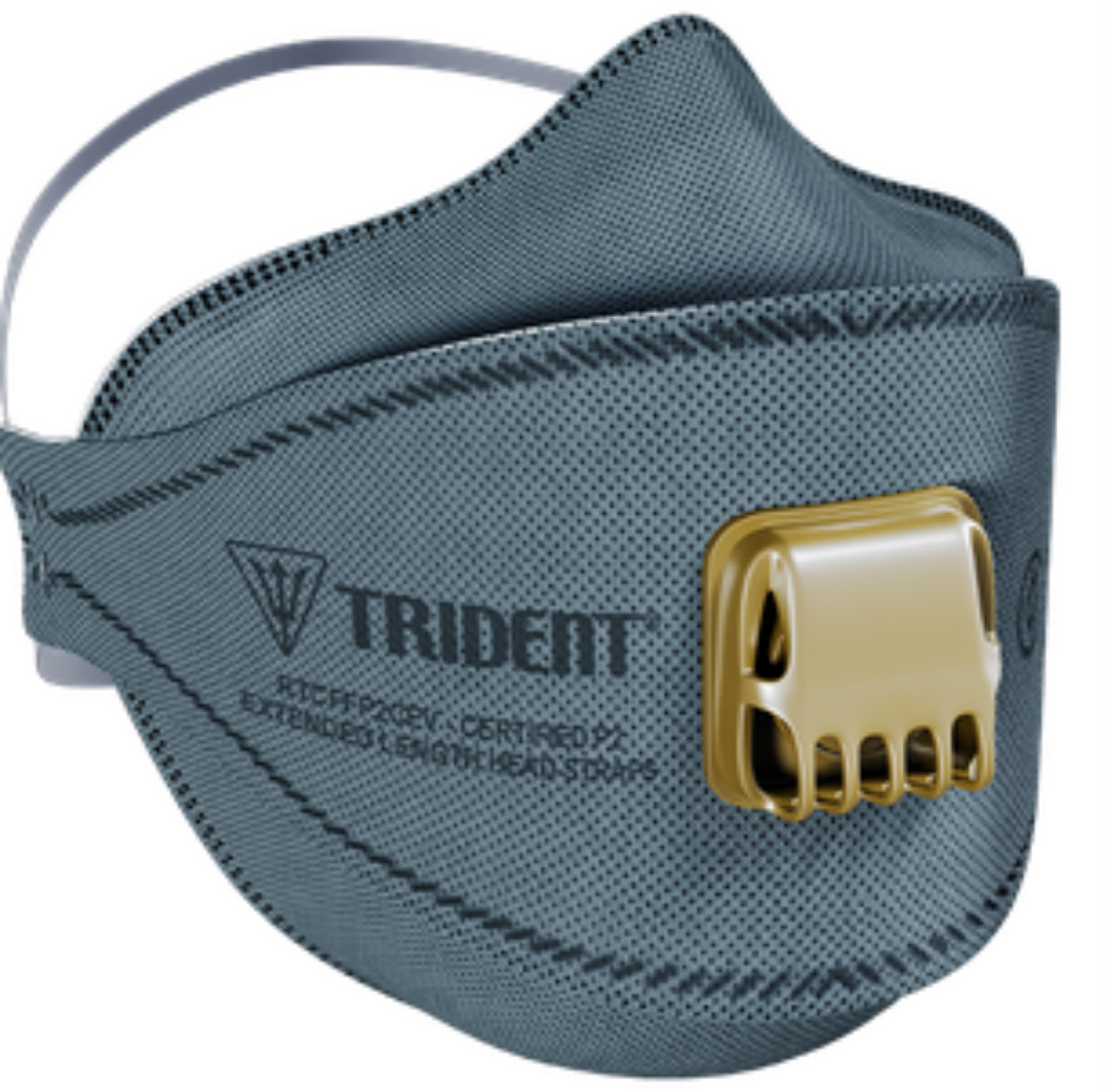 Picture of TRIDENT® Flat Fold P2 Carbon Valved Disposable Respirator Regular Extended Length Head Straps