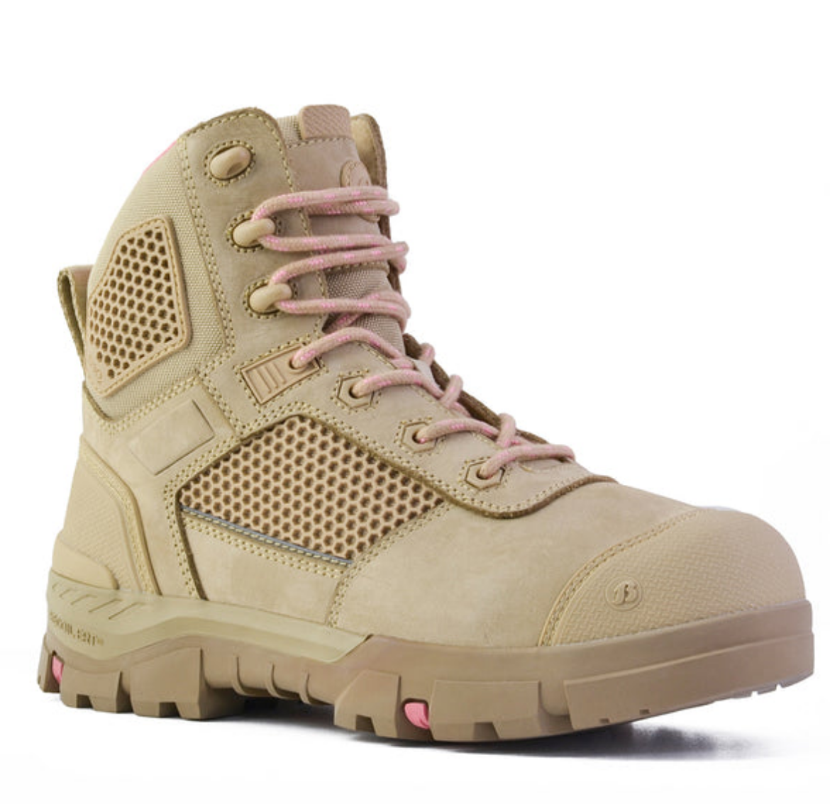 Picture of BATA Avenger Nubuck Leather Zip Sided Lace Up Ladies Boot in Sand - US Sizing