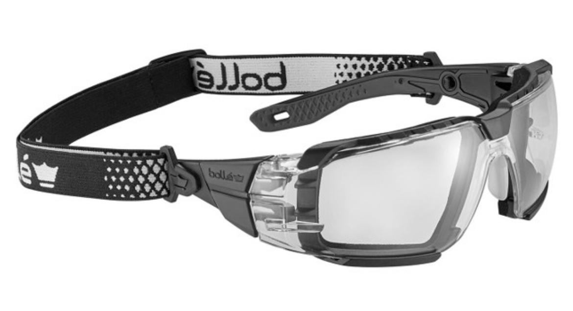 Picture of BOLLE RUSH+ 2.0 XP Clear PC Lens Platinum AS/AF Bi-Material Frame PC+TPR Black/Grey with Foam & Strap