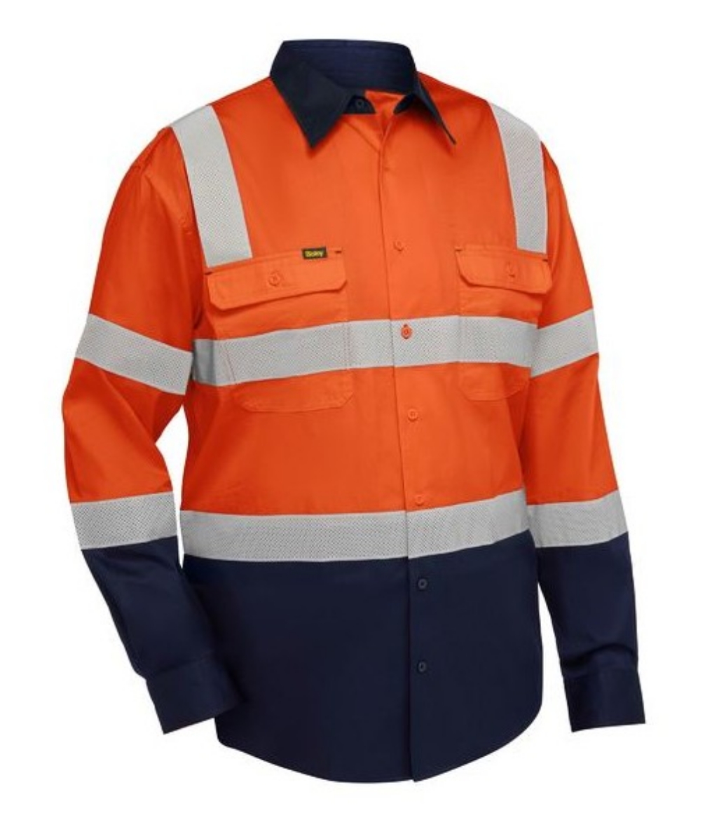 Picture of BISLEY Taped Biomotion Hi Vis Cool Lightweight Vented Shirt 155gsm L/S