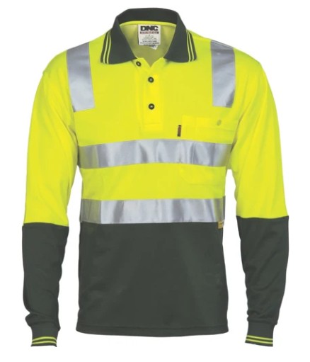 C-3818 DNC Hi Vis Two Tone Cotton Back Polo Shirt with 3M R/Tape 185gsm ...