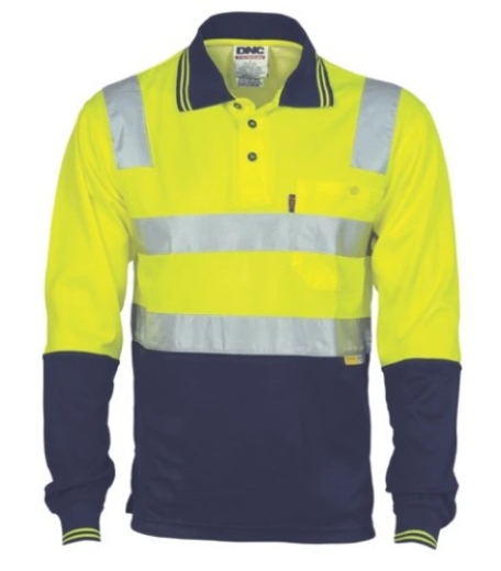 Picture of DNC Hi Vis Two Tone Cotton Back Polo Shirt with 3M R/Tape 185gsm L/S