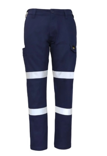 Picture of WORKCRAFT Mens Stretch Navy Drill Cargo Pant with Double Hoop Tape 280gsm