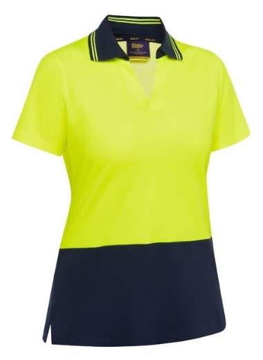 Picture of BISLEY Womens Hi Vis V-Neck Polo 195gsm
