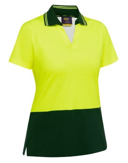 Picture of BISLEY Womens Hi Vis V-Neck Polo 195gsm