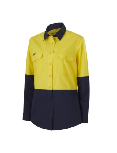 Picture of KING GEE Womens Workcool Vented Spliced 100% Cotton Shirt 145gsm L/S