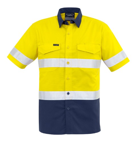 C-ZW835 SYZMIK Mens Rugged Cooling Hi Vis Taped Ripstop Shirt 145gsm S ...