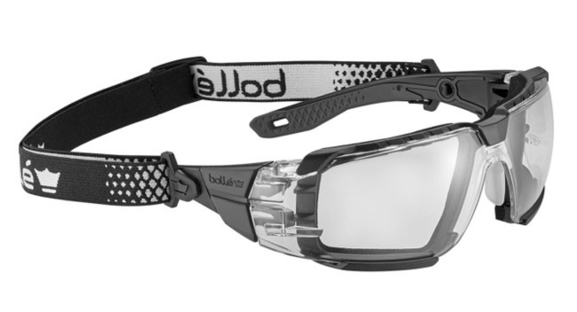 Picture of BOLLE RUSH+ 2.0 XP Small Clear PC Lens Platinum AS/AF Bi-Material Frame PC+TPR Black/Grey with Foam & Strap