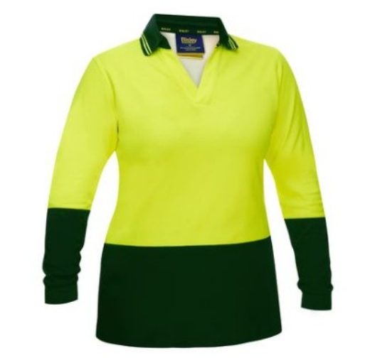Picture of BISLEY Womens Hi Vis V-Neck Polo Shirt 195gsm S/S
