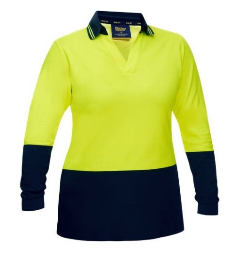 Picture of BISLEY Womens Hi Vis V-Neck Polo Shirt 195gsm S/S