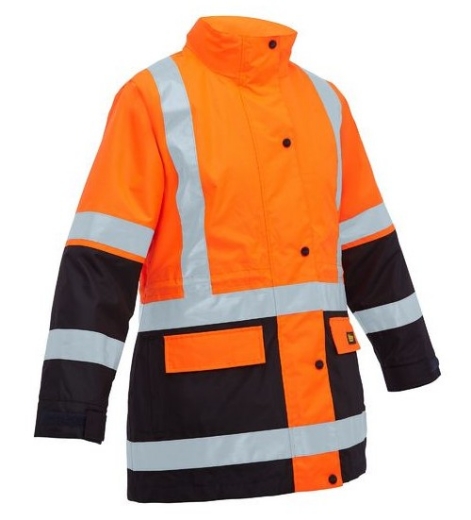 Picture of BISLEY Womens Hi Vis 5-IN-1 Taped Two Tone Rain Jacket 300D Non - Breathable PU Coated Polyester