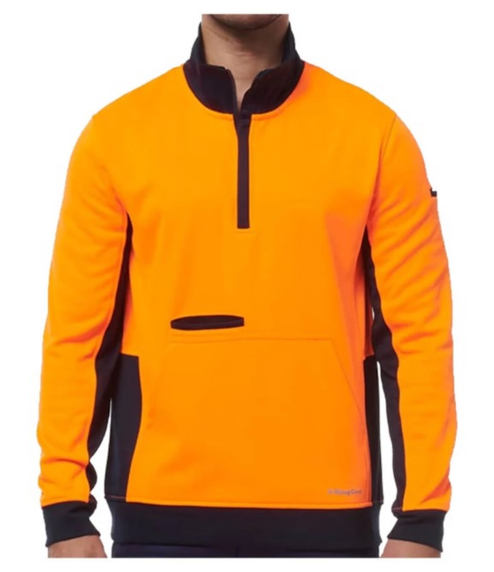Picture of KING GEE Hi Vis Spliced 1/4 Zip Fleece Jumper 320gsm