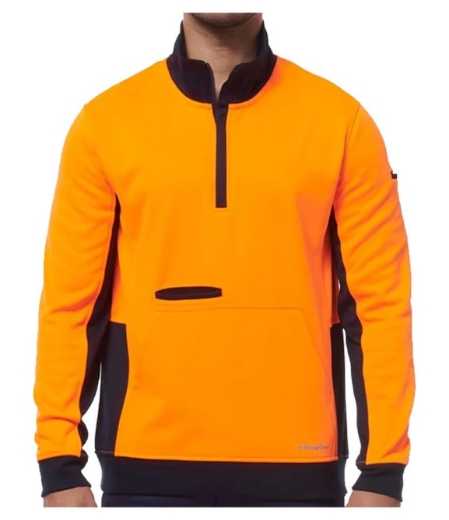 Picture of KING GEE Hi Vis Spliced 1/4 Zip Fleece Jumper 320gsm