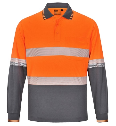 Picture of Winning Spirit Unisex Hi Vis Micromesh Cooldry® Segmented Tape Polo Shirt 160gsm L/S