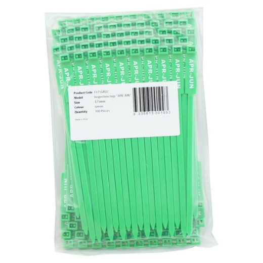 Picture of Rigging / Inspection Tags, "Next Insp Due" Printed Text, Green, 100/bag