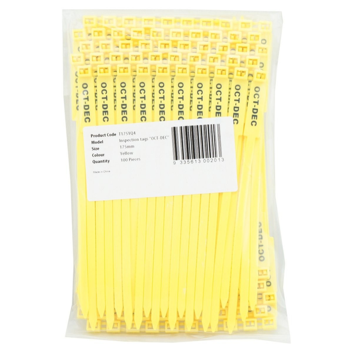 Picture of Rigging / Inspection Tags, "Next Insp Due" Printed Text, Yellow, 100/bag
