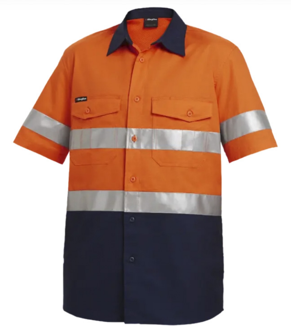 Picture of KING GEE Workcool 2 Hi-Vis Reflective Cotton Ripstop Work Shirt S/S 145gsm