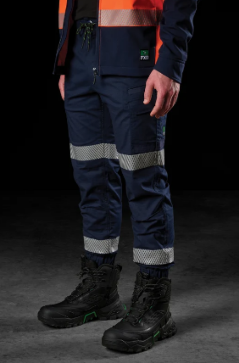 Picture of FXD Mens Cuffed Reflective Taped Elastic Waist Stretch Ripstop Pant |  NAVY