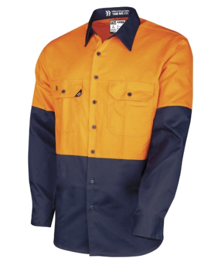 Picture of TRU WORKWEAR Lightweight Vented Hi Vis Drill Shirt 145gsm L/S