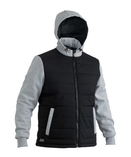 Picture of BISLEY Flx & Move™ Black Contrast Puffer Fleece Hooded Jacket 300gsm