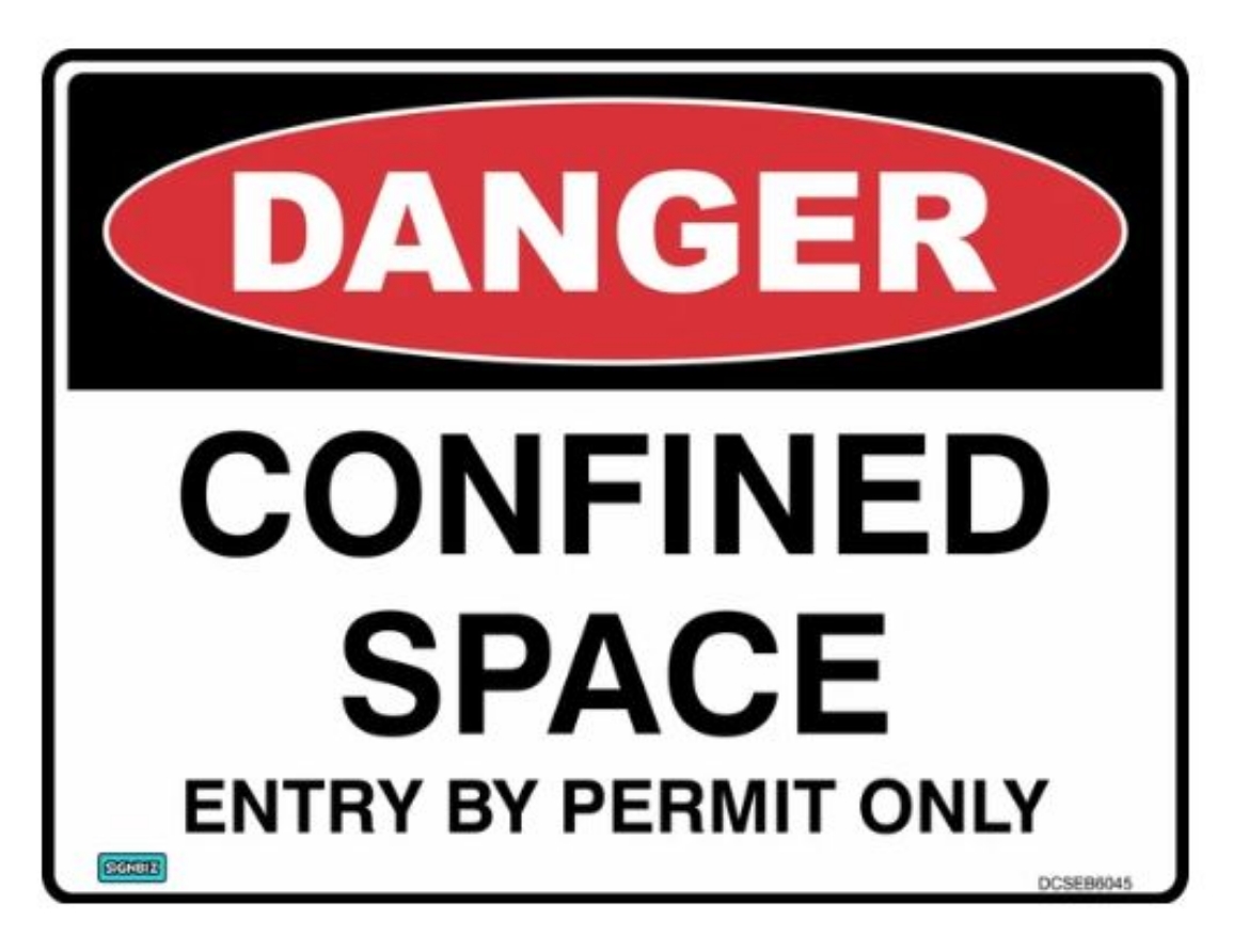 Picture of SIGN Danger Confined Space Entry by Permit Only 300mm (W) x 225mm (H) UV Laminated Metal Sign.