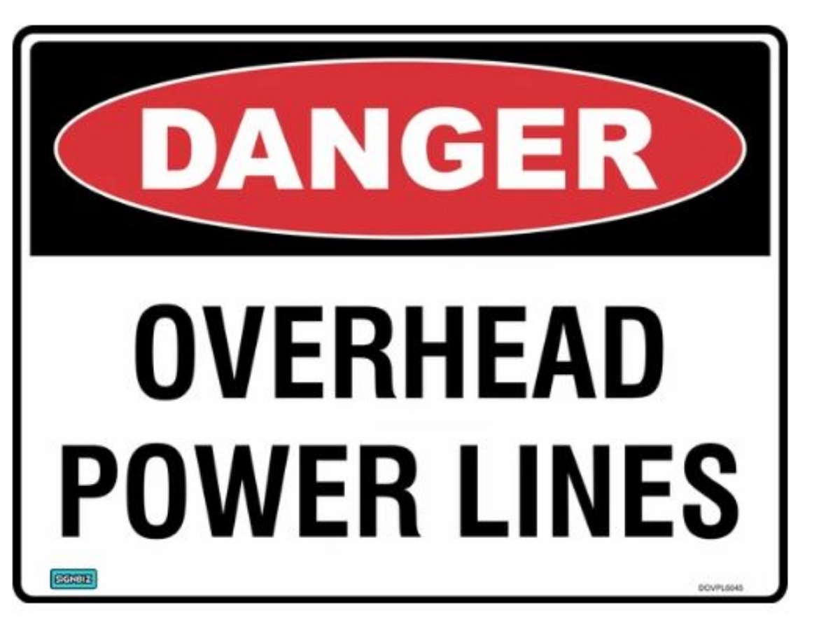 Picture of SIGN Danger Powerlines Overhead 600 x 450mm 1.4mm Polypropylene