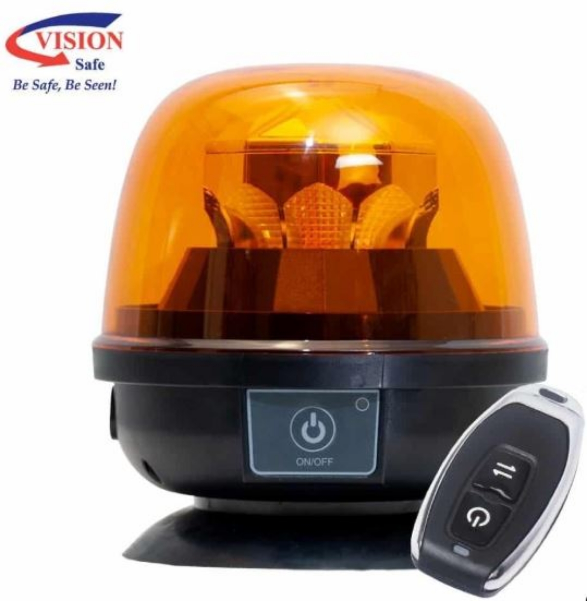 Picture of Dome LED Beacon Rechargeable Amber Magnetic Base with Remote Control 12- 24VDC
