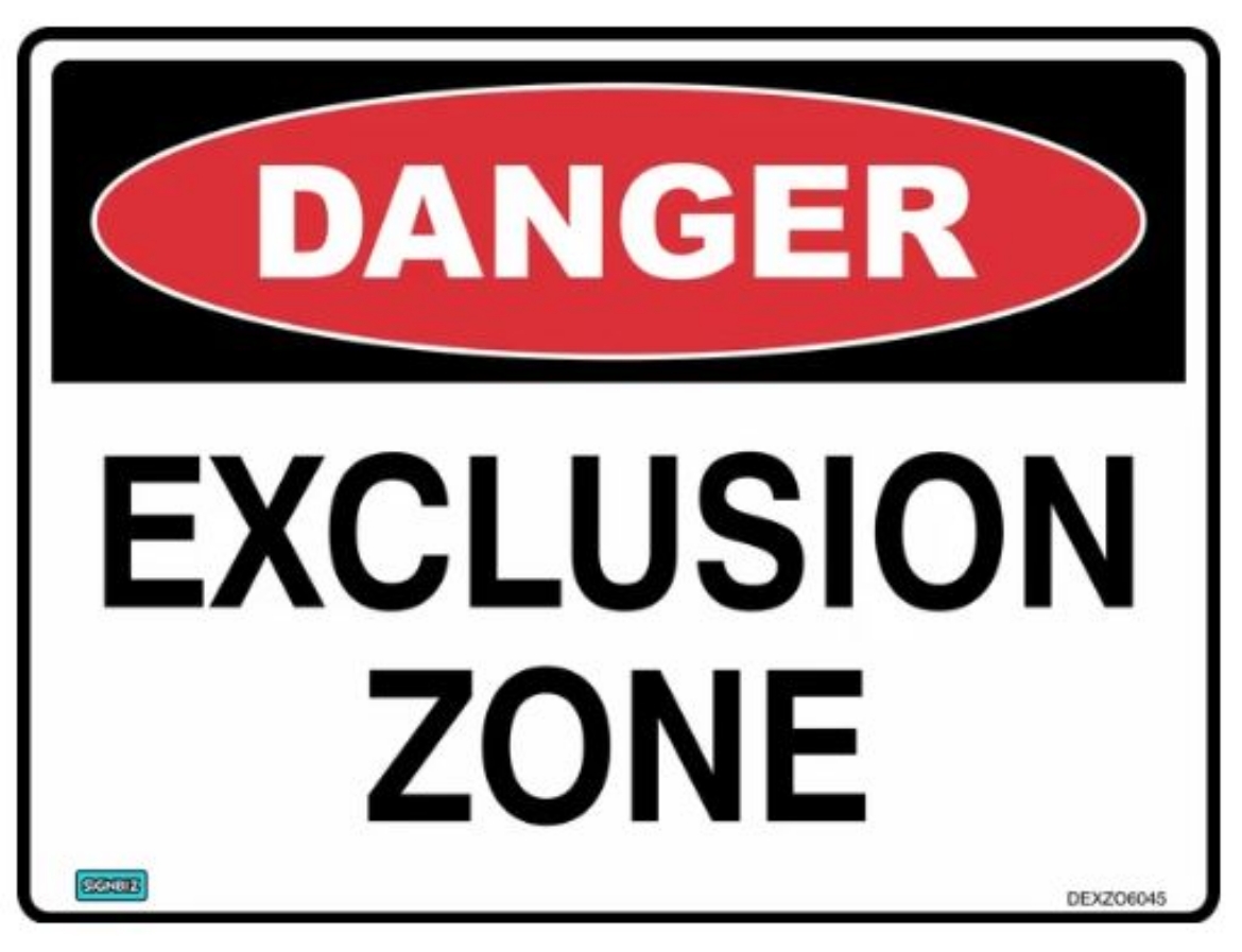 Picture of Sign Danger Exclusion Zone 600 x 45mm 1.4mm Polypropylene